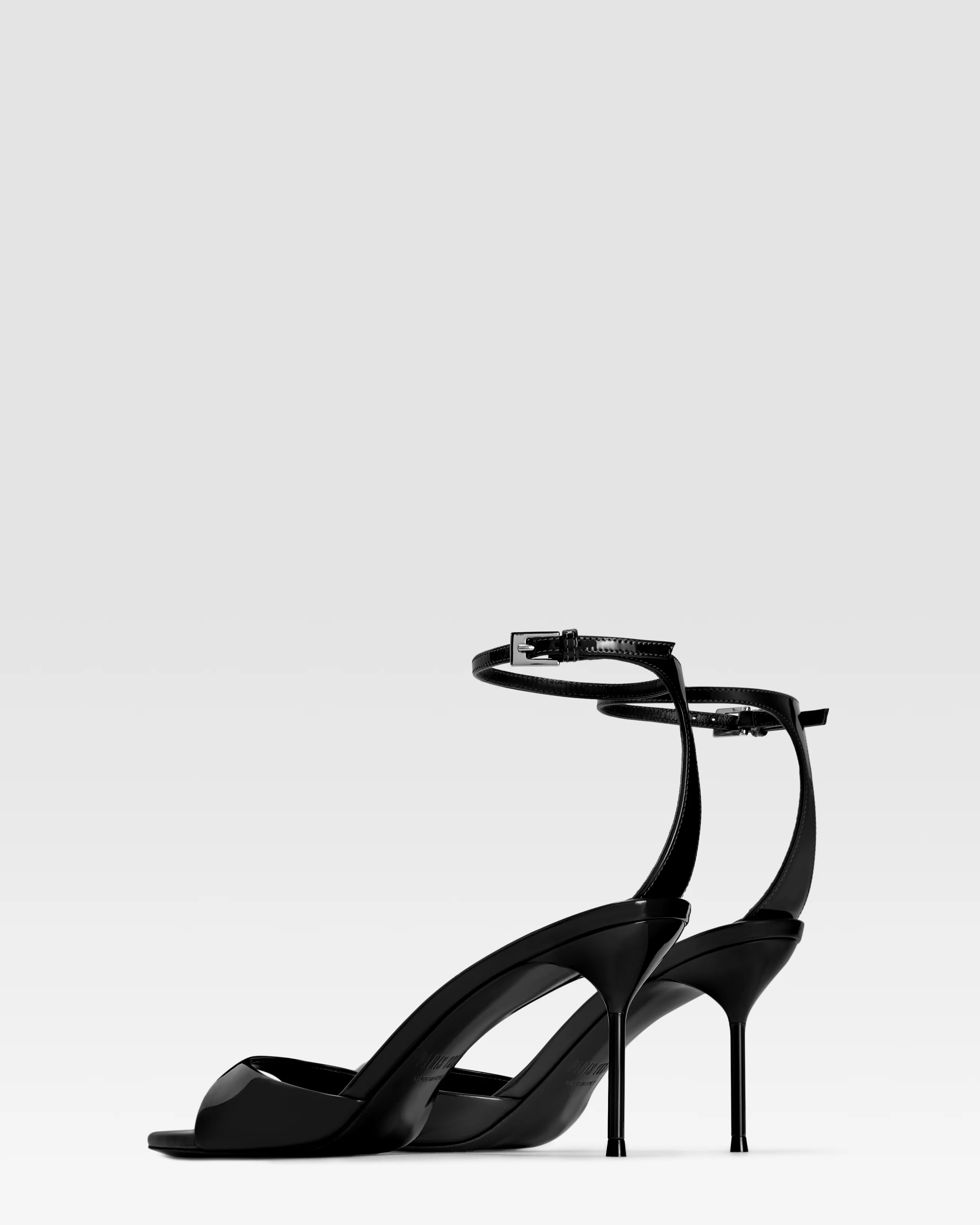Ankle-strap sandals in black patent leather - Image 3