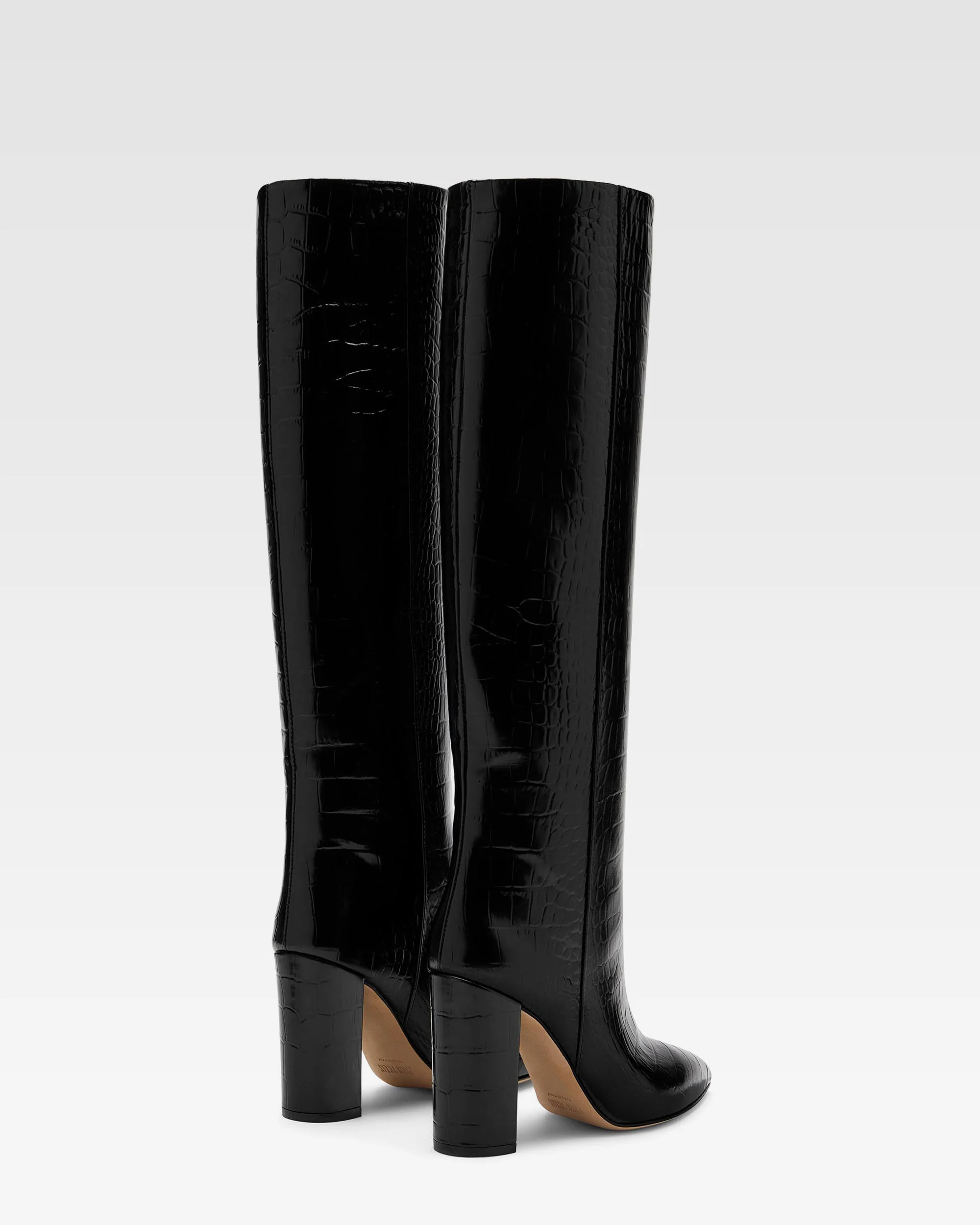 Black croc-effect leather boots - Image 3