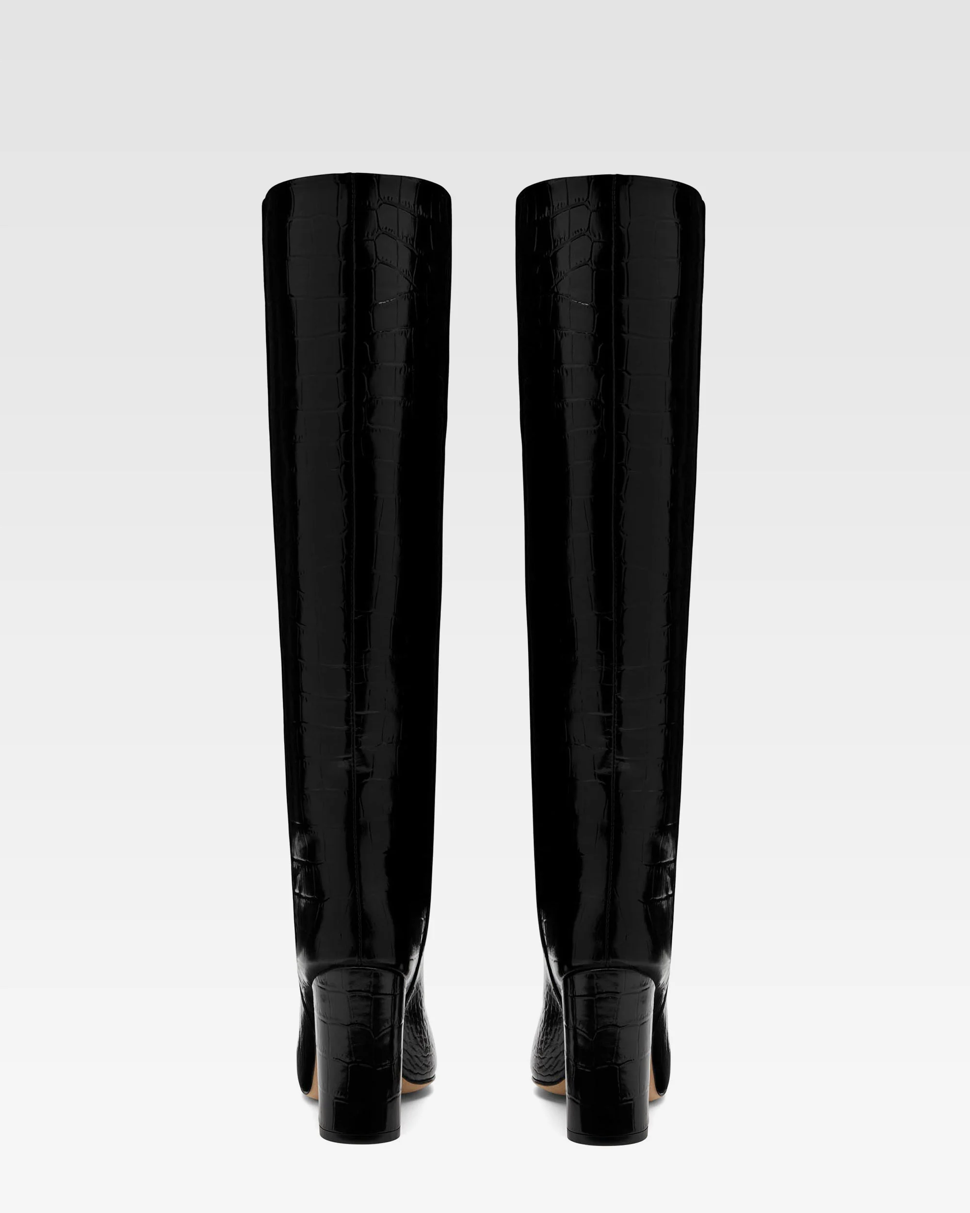 Black croc-effect leather boots - Image 4