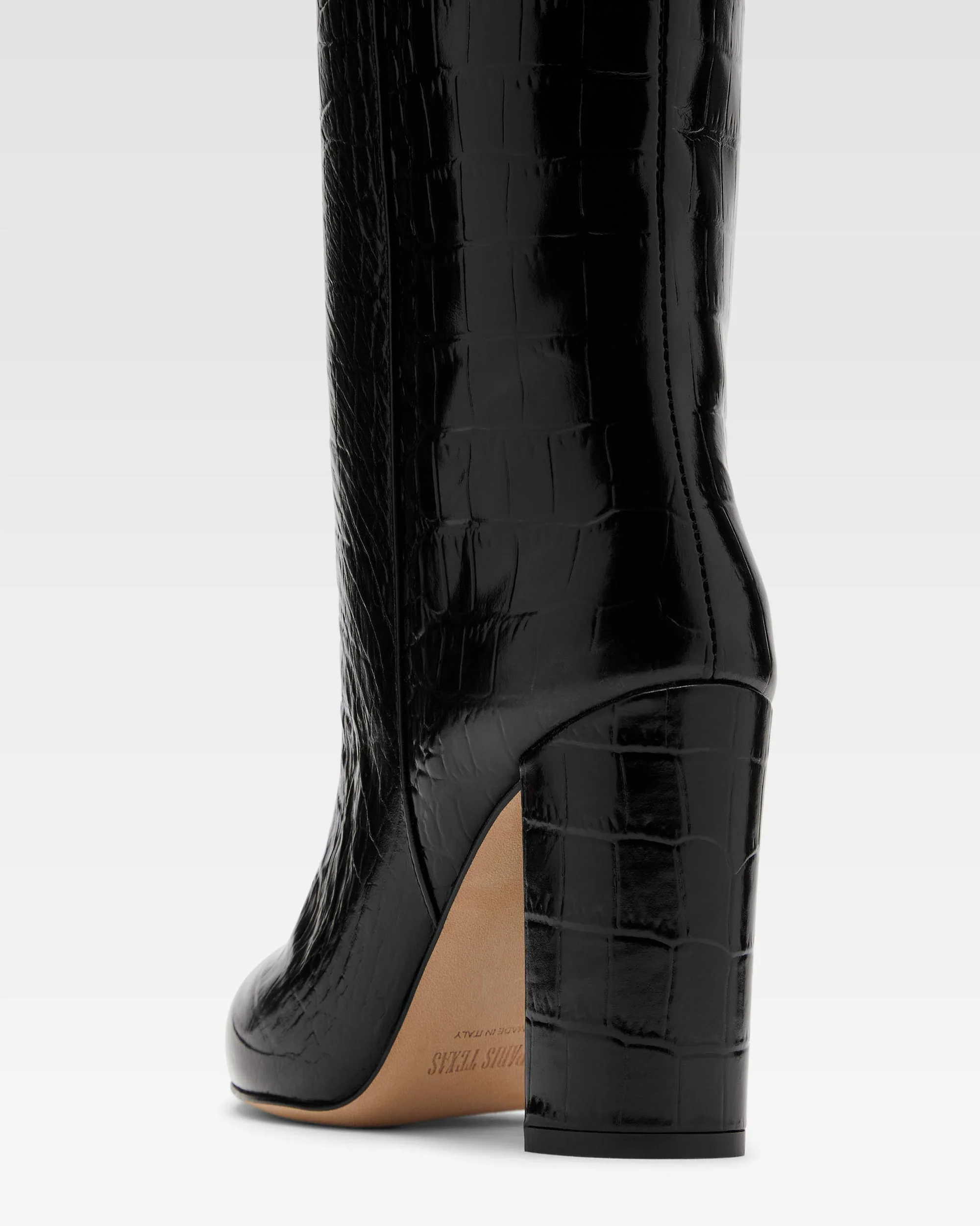 Black croc-effect leather boots - Image 5