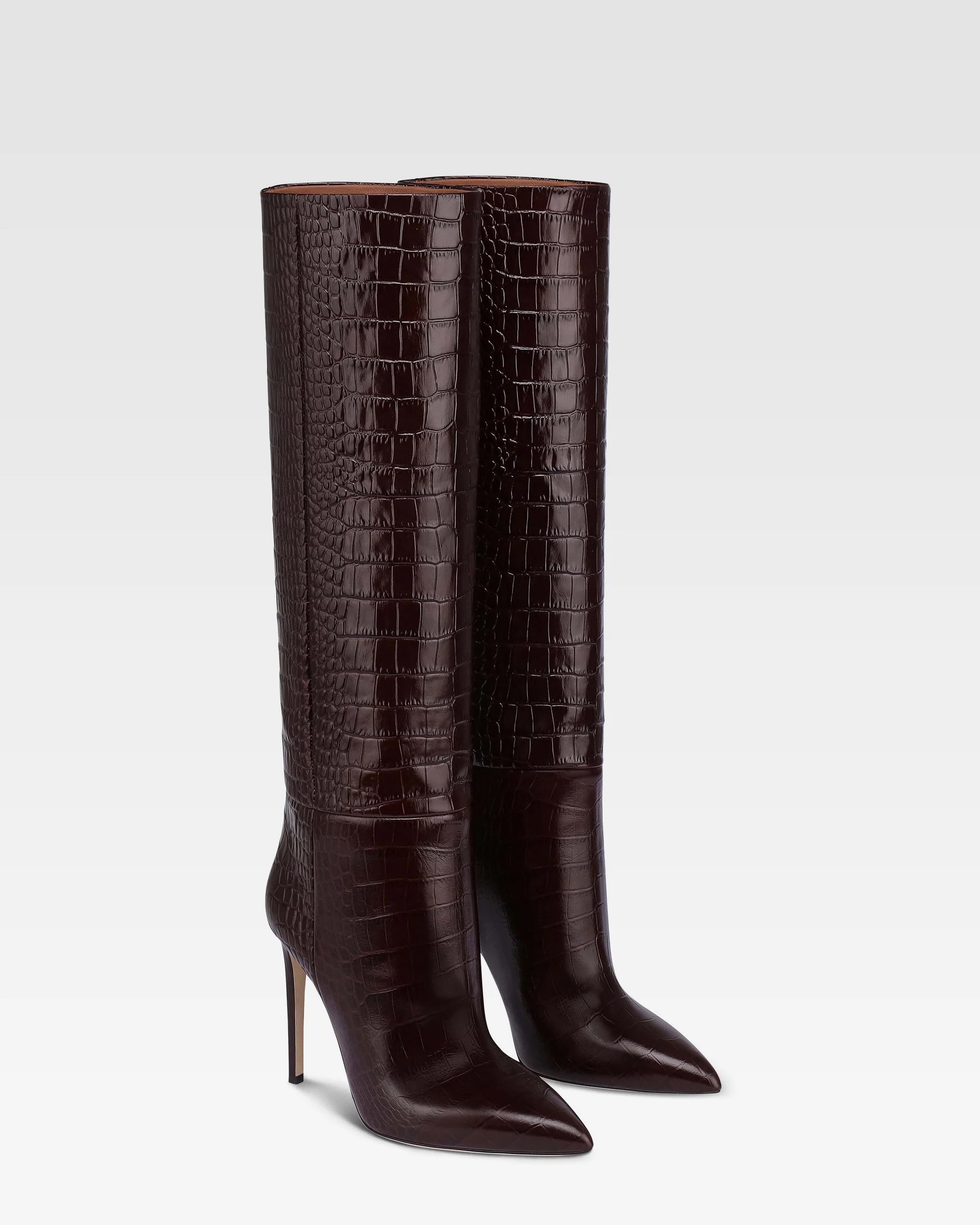 Boots in rouge noir croco-embossed leather - Image 2