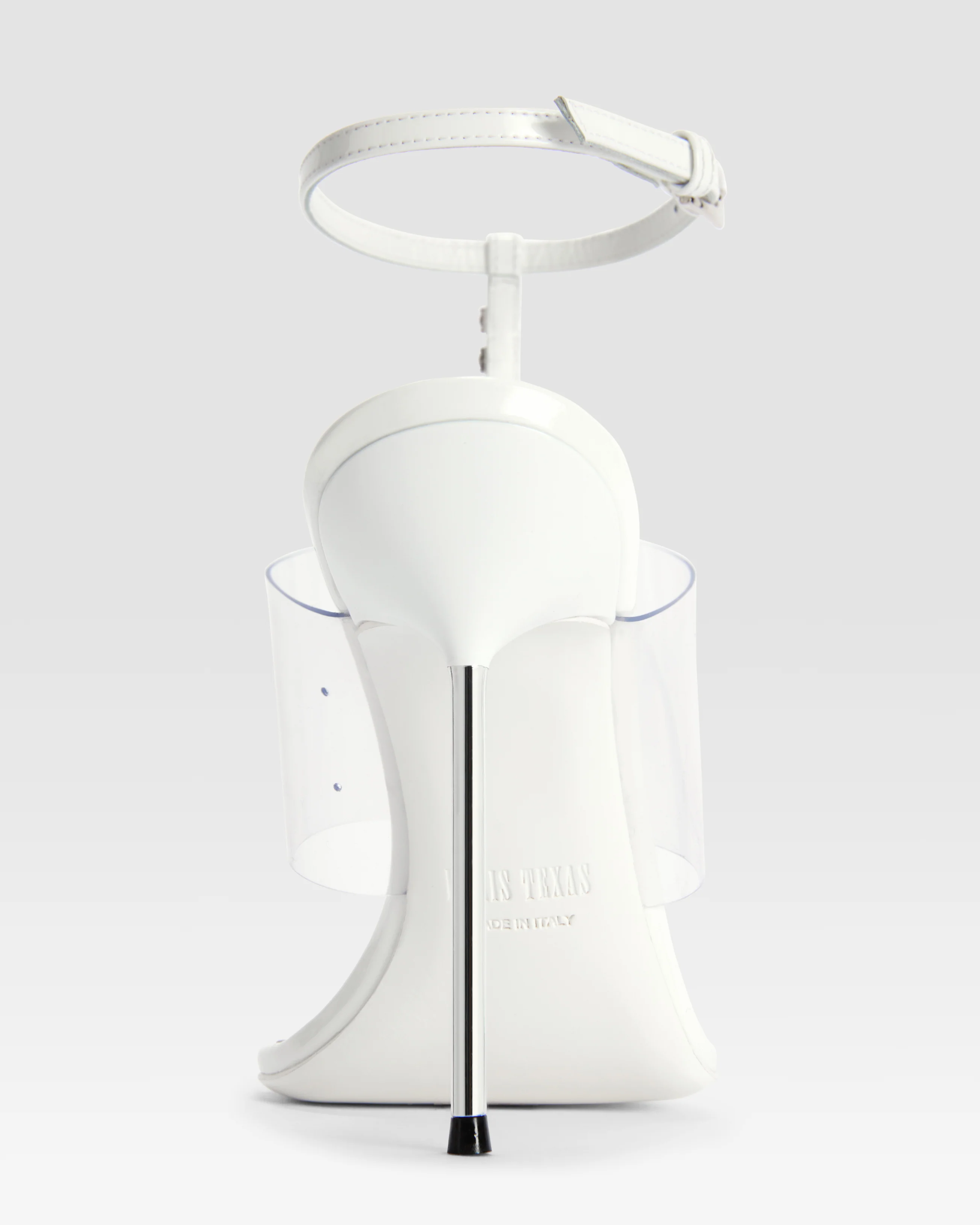 T-strap sandals in optic white patent leather with stud detailing - Image 4