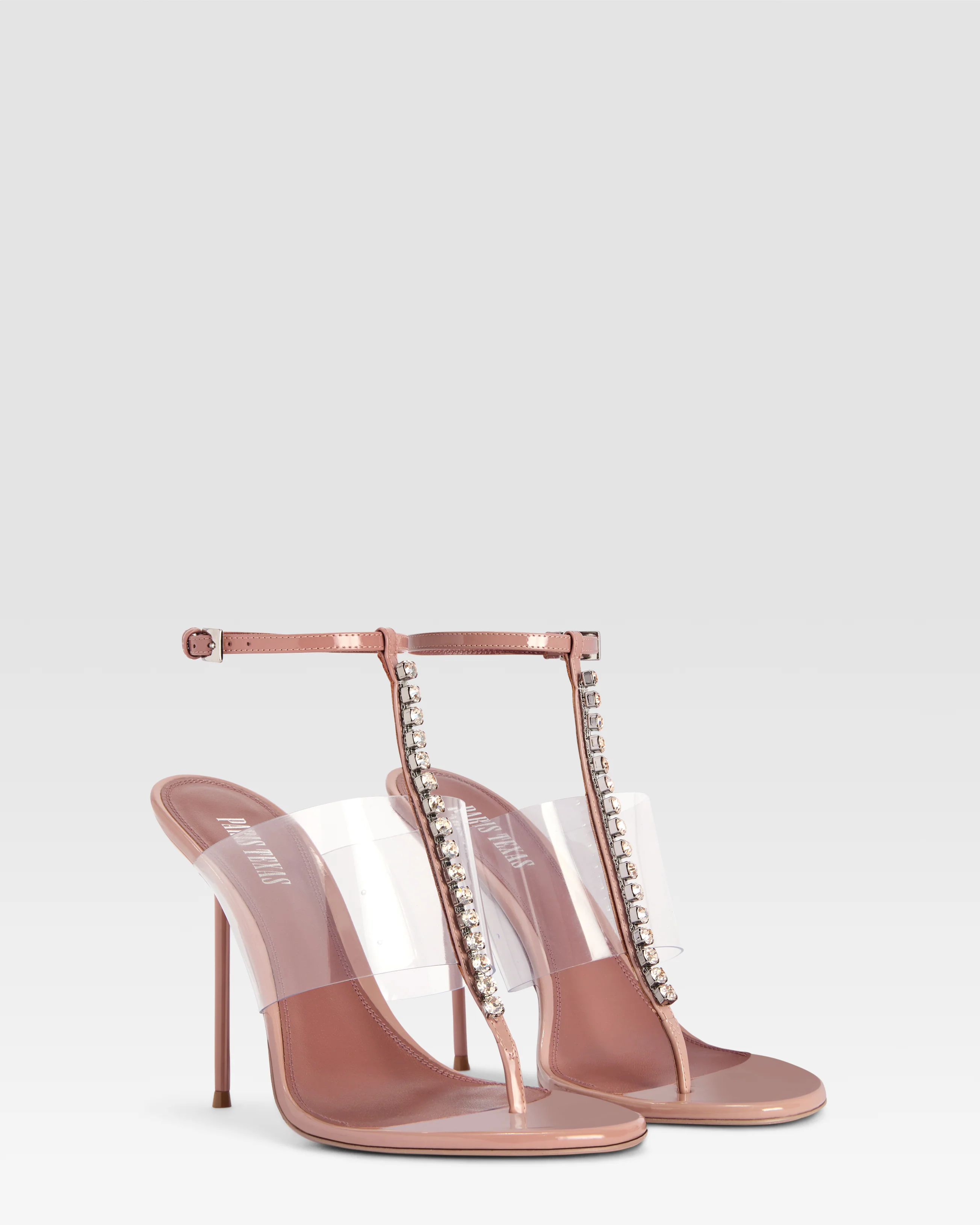 T-strap sandals in Texas rose patent leather with stud detailing - Image 2
