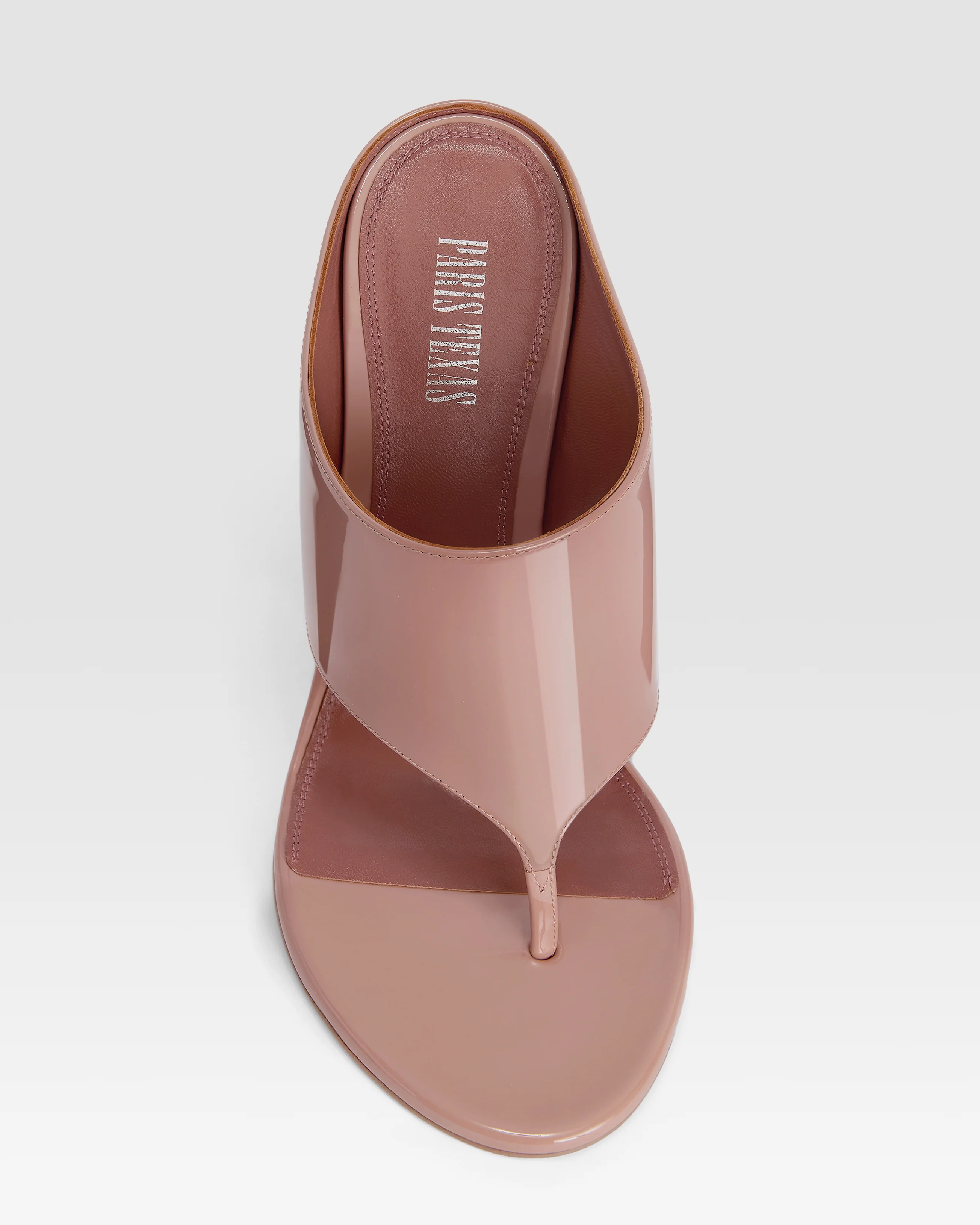 Thong mules in Texas rose patent leather - Image 5